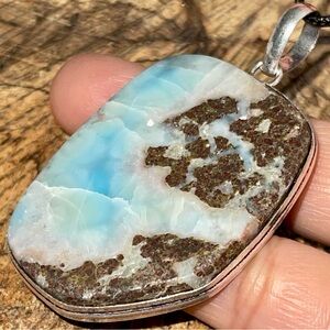 Large Dolphin Stone Large DR Larimar Pendant 2 1/2”